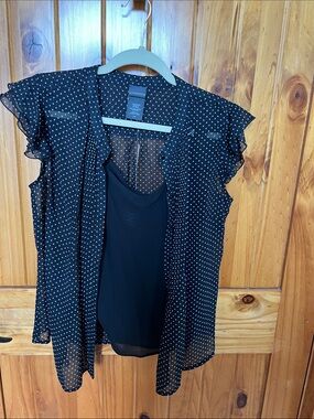 Covington Black Polka Dot Layered Camisole Top